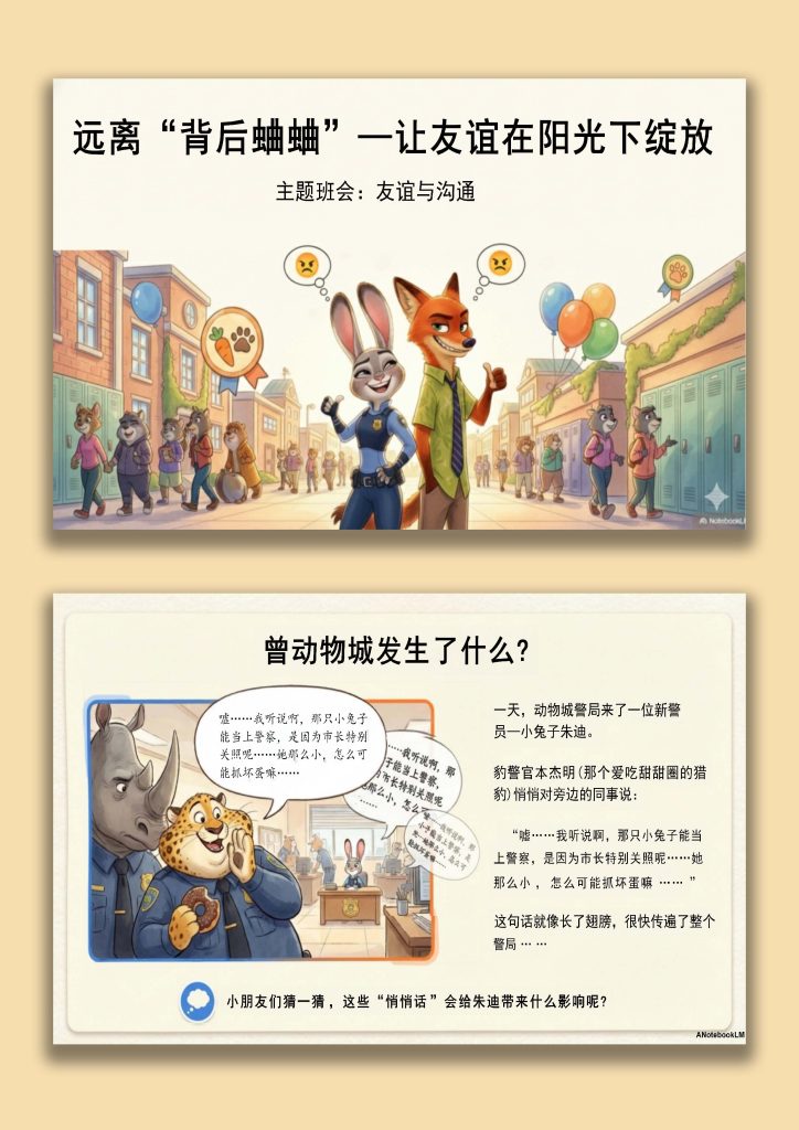 图片[1]-【交友友谊】主题班会：远离背后蛐蛐_让友谊在阳光下绽放-疯狂动物城2主题-桃李PPT-专为教师打造的精品课件库