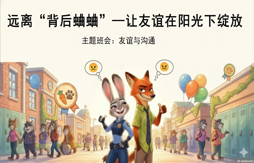 【交友友谊】主题班会：远离背后蛐蛐_让友谊在阳光下绽放-疯狂动物城2主题-桃李PPT-专为教师打造的精品课件库